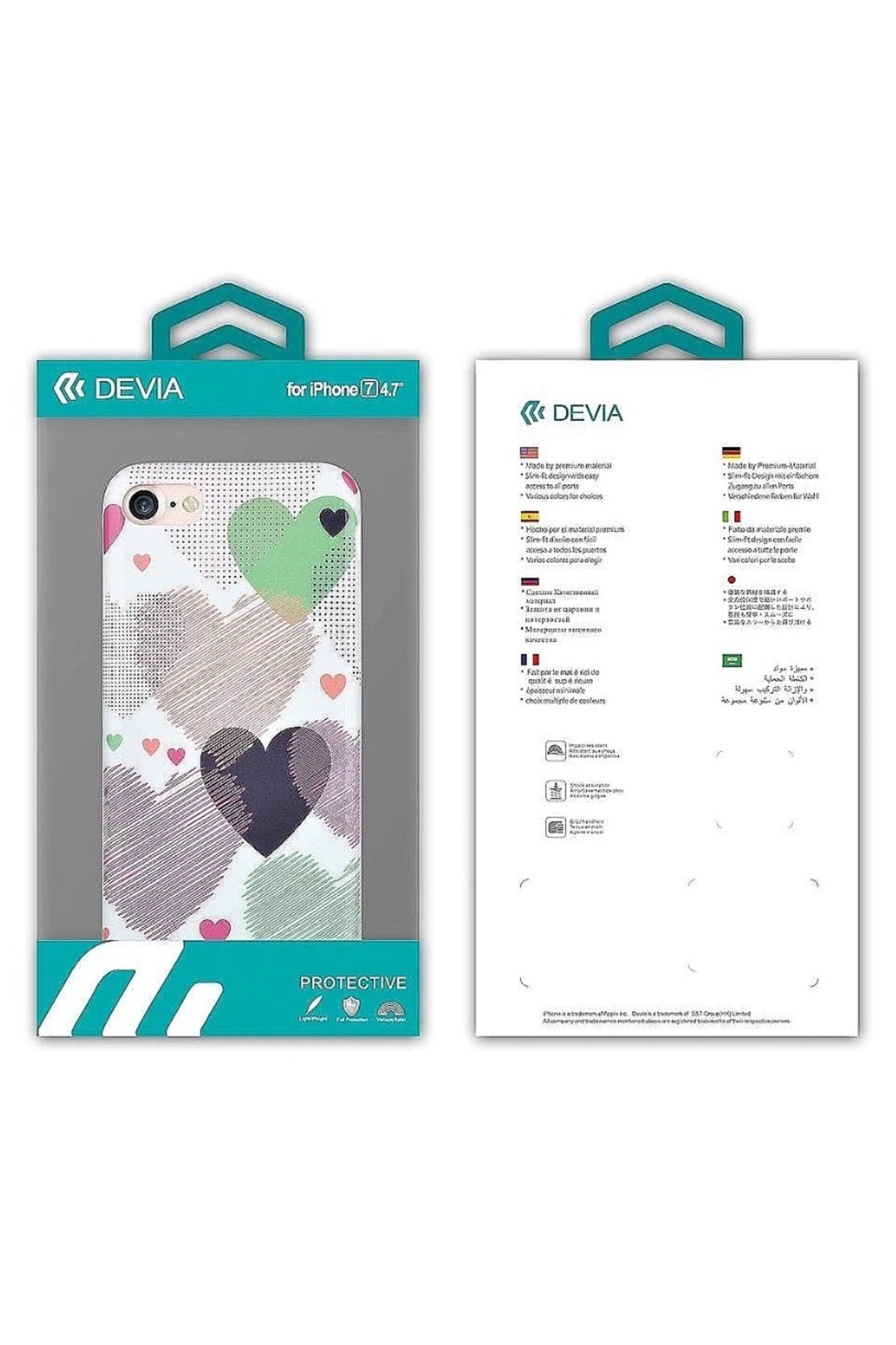 Iphone 7, Iphone 8 Için Renkli Kalpler Tpu Silikon Kılıf
