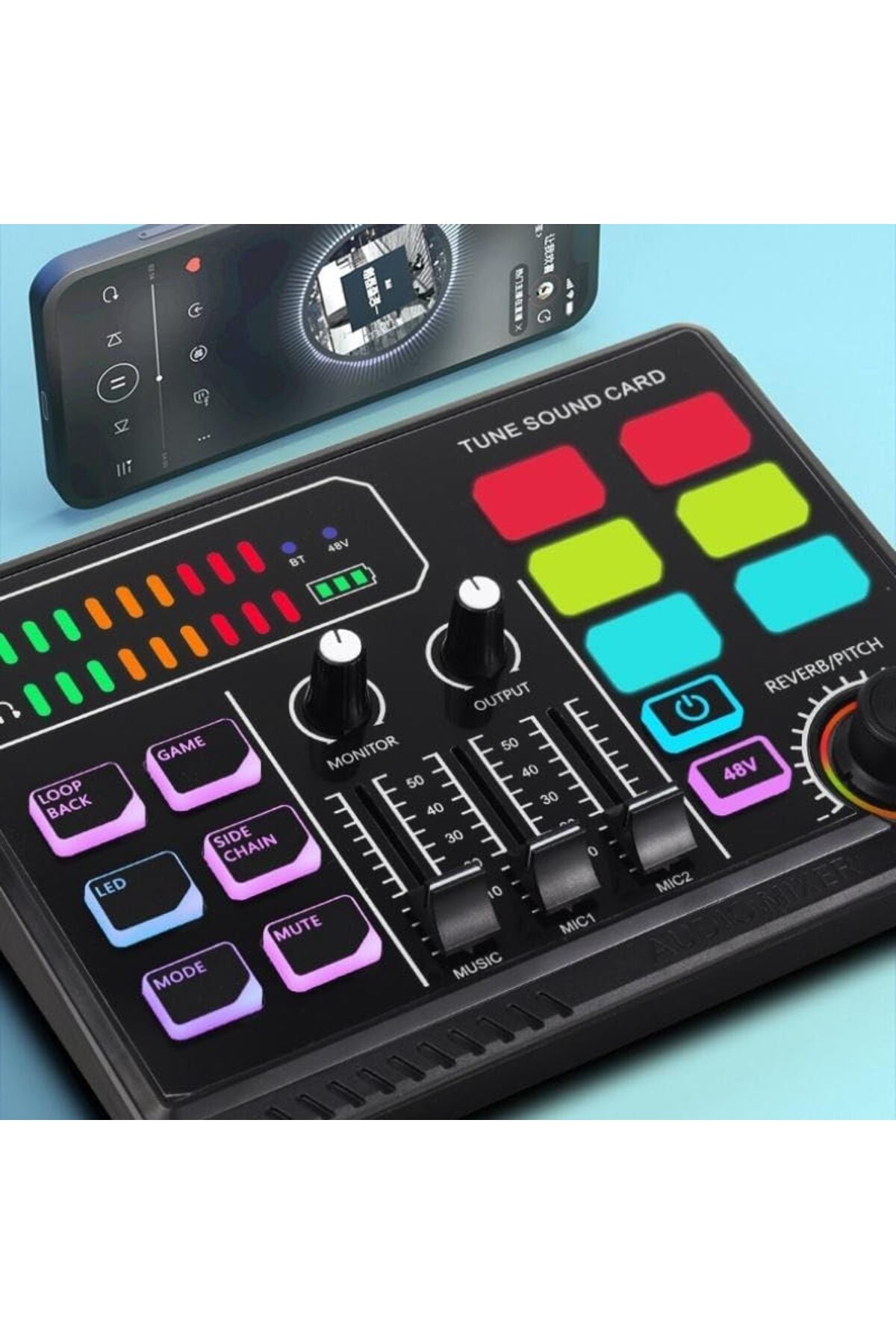 P100 RGB Profesyonel Stüdyo Ses Mikseri Mikrofon
