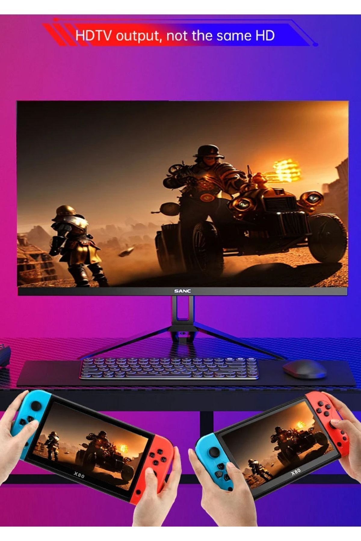 X80 7inç Lcd Geniş Ekran Hdmi Out 128bit 10000 Arcade Retro Oyun Konsolu