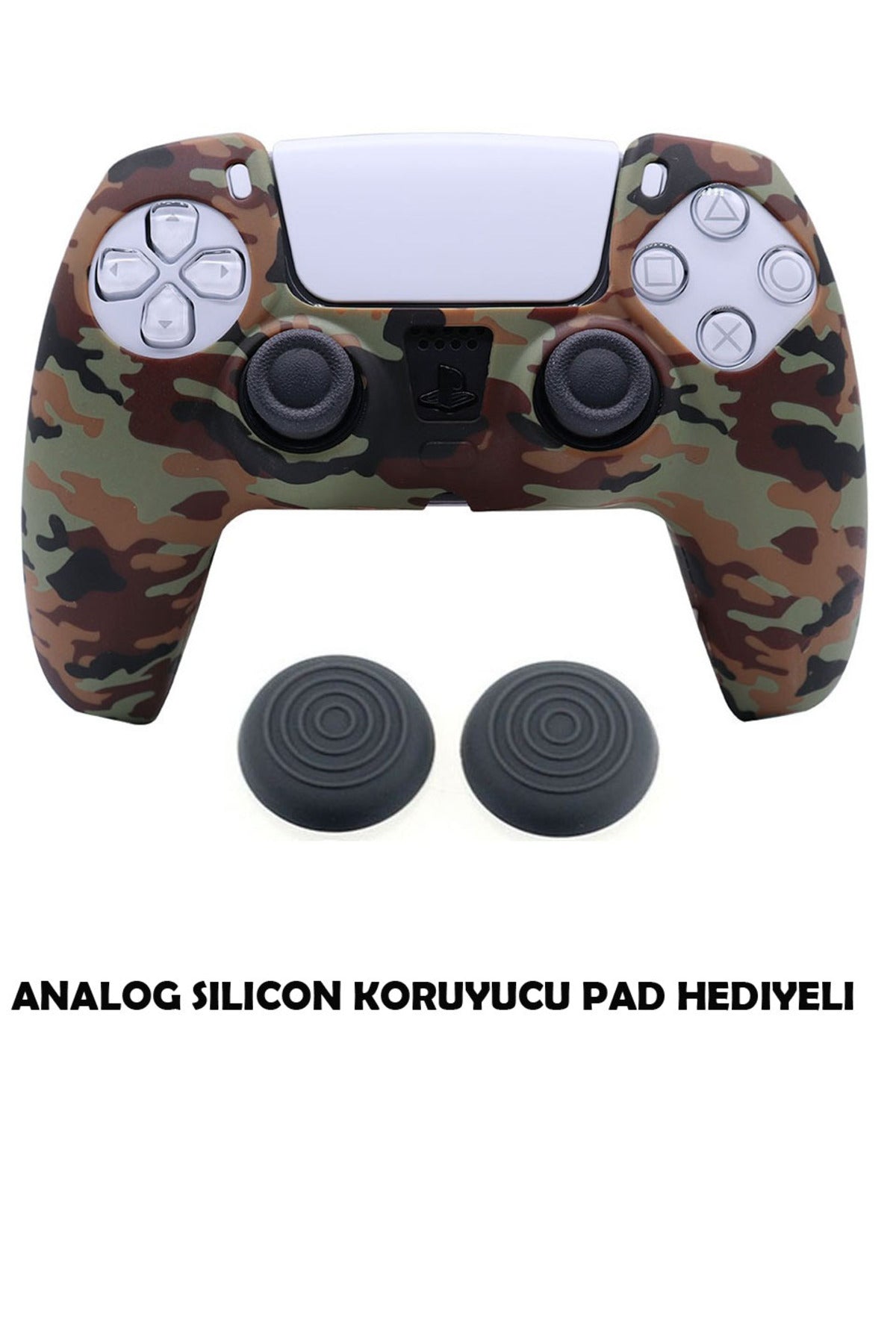 Ps5 Dualsense Koruyucu Silikon Kılıf + Analog Silikon Koruyucu Taktik Kamuflaj