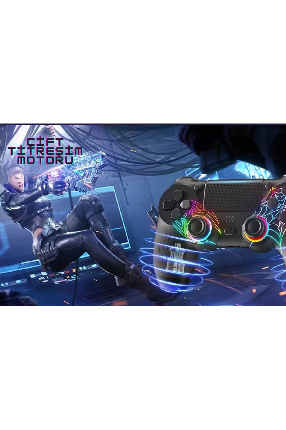 Ps4/pc Uyumlu Rgb Çift Motor Titreşimli Spiderman Bluetooth Oyun Kolu