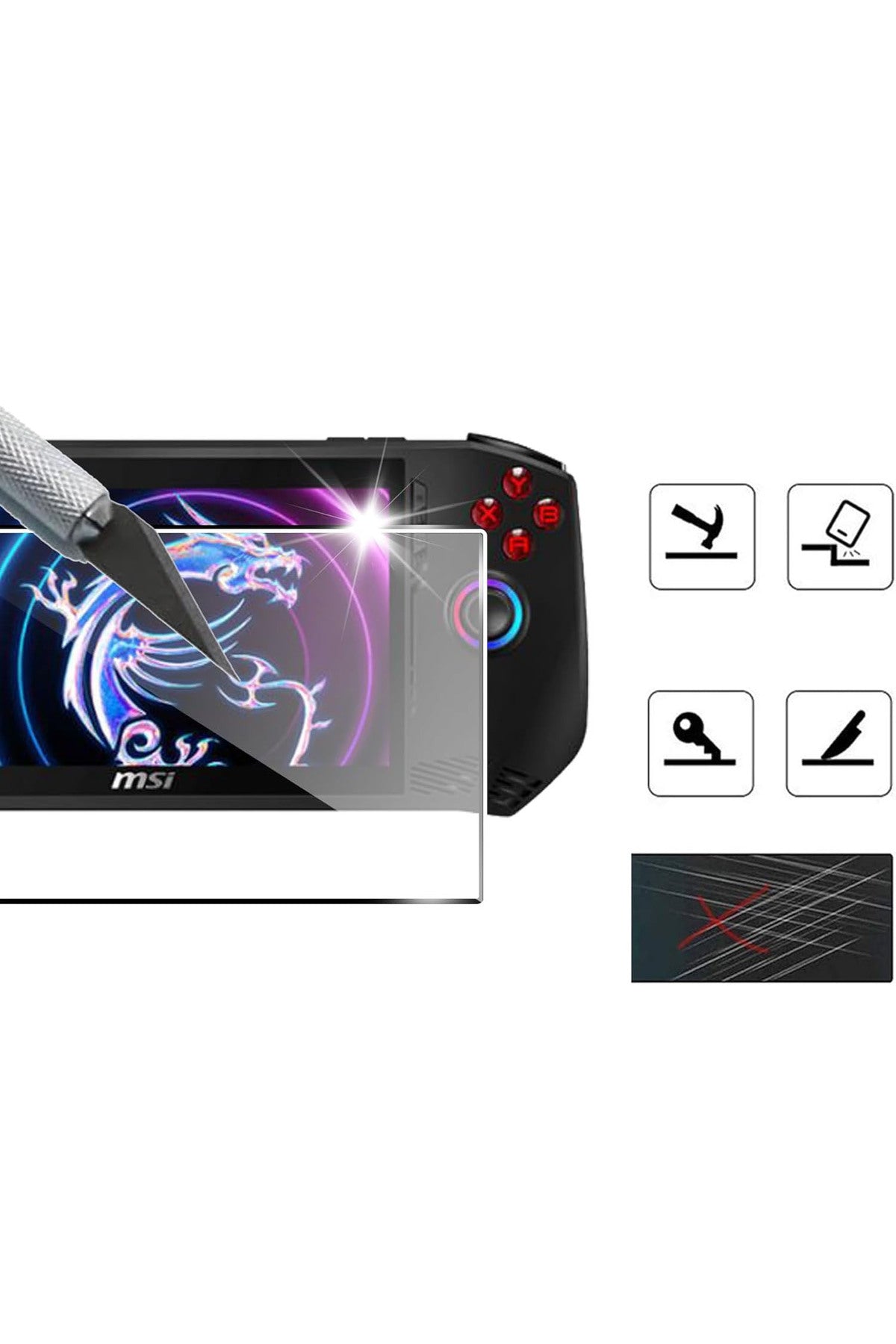 Msı Claw A1m 7 Inç Uyumlu 7 İnç Nano 9h Cam Ekran Koruyucu-2 Adet