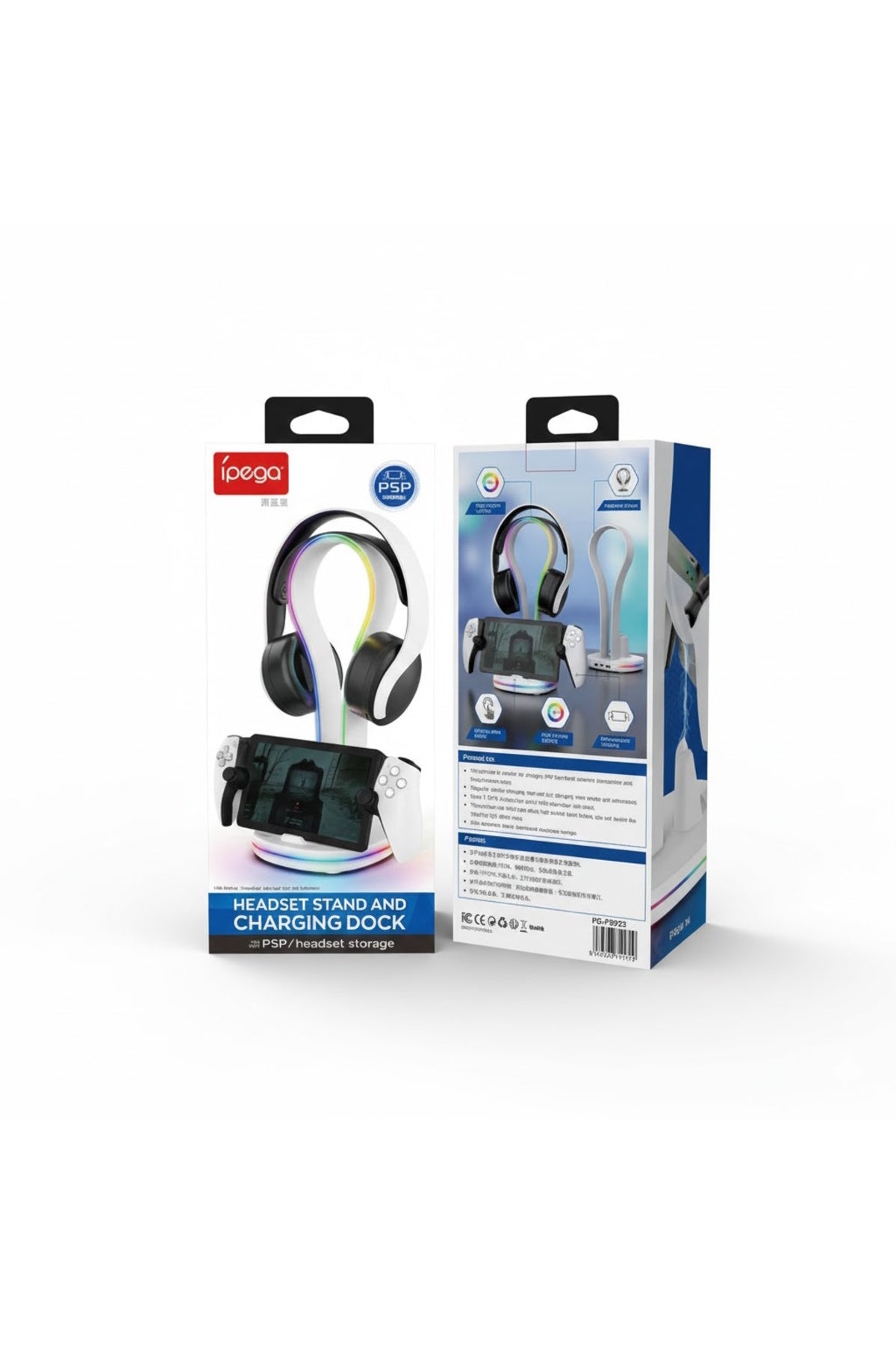 PS5 Portal Uyumlu Şarj İstasyonlu Kulaklık Tutuculu RGB Stand - PG-P5P23