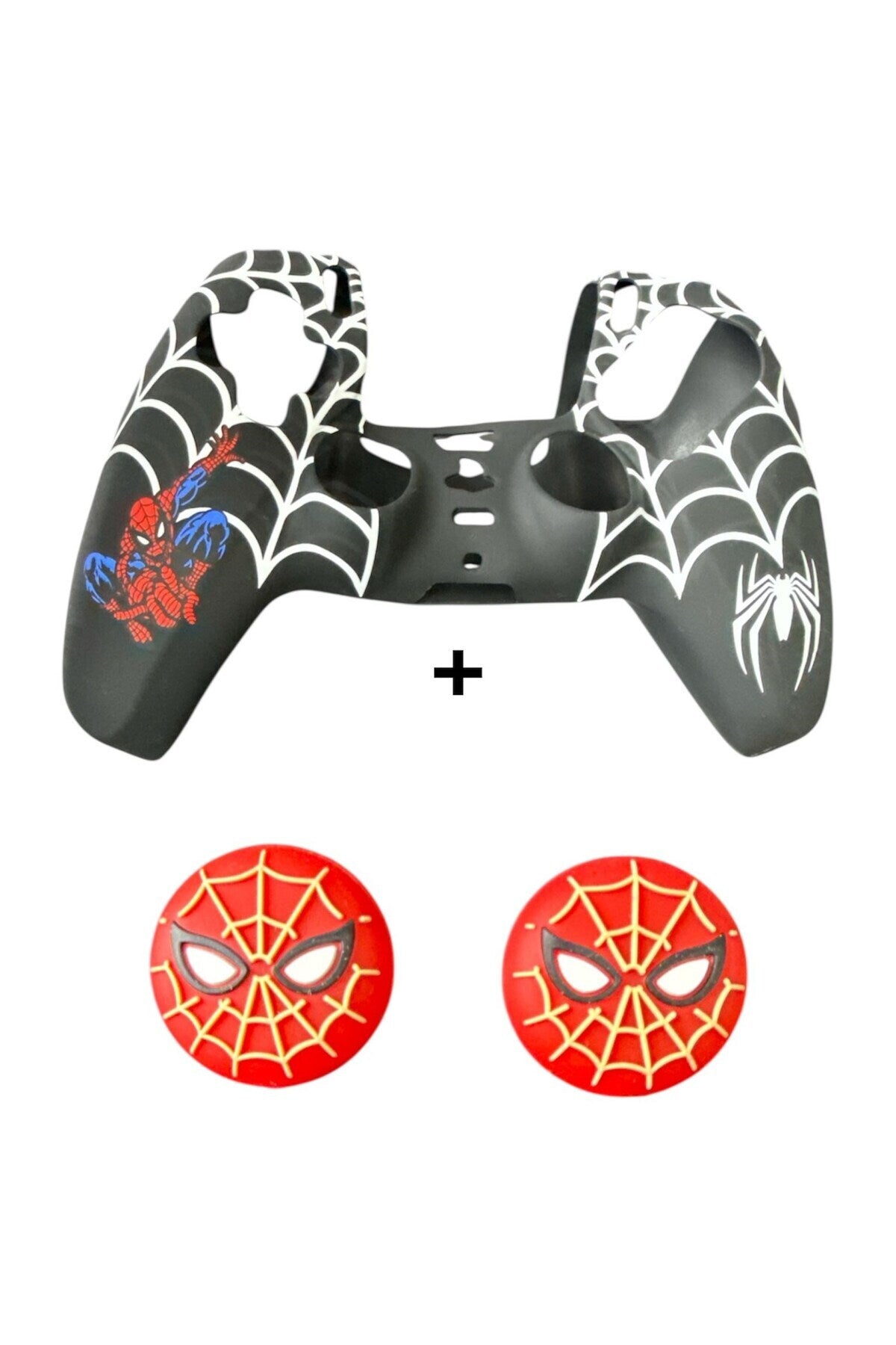 PS5 Dualsense Spider-Man Koruyucu Silikon Kılıf + Analog silikon Koruyucu