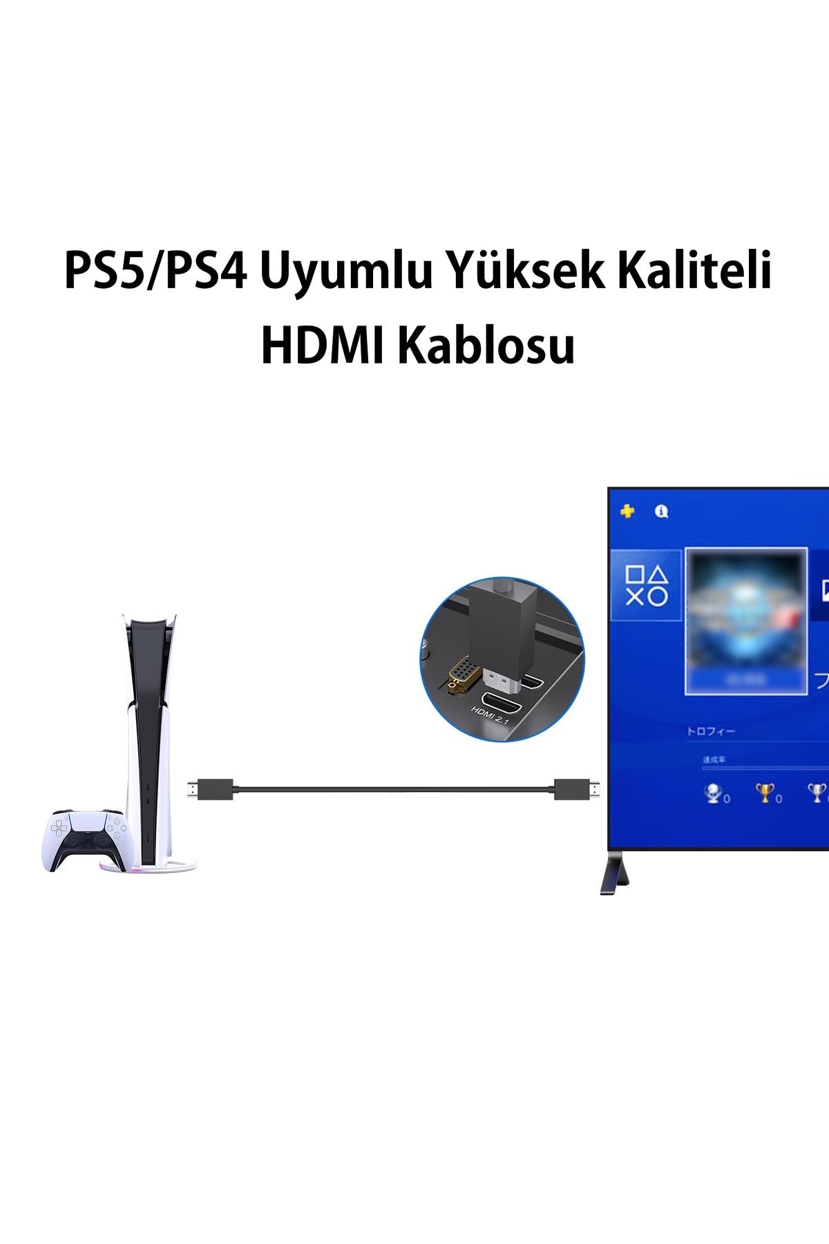 PS5/PS4 Uyumlu 1.5m Orijinal HDMI Kablosu - WT-P54C