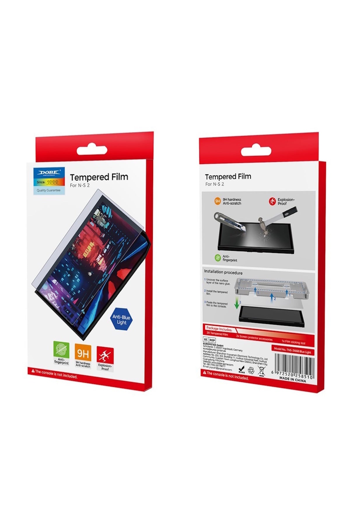 Nintendo Switch 2 Uyumlu Mavi Işık Filtreli Temperli Cam Ekran Koruyucu - TNS-3166B
