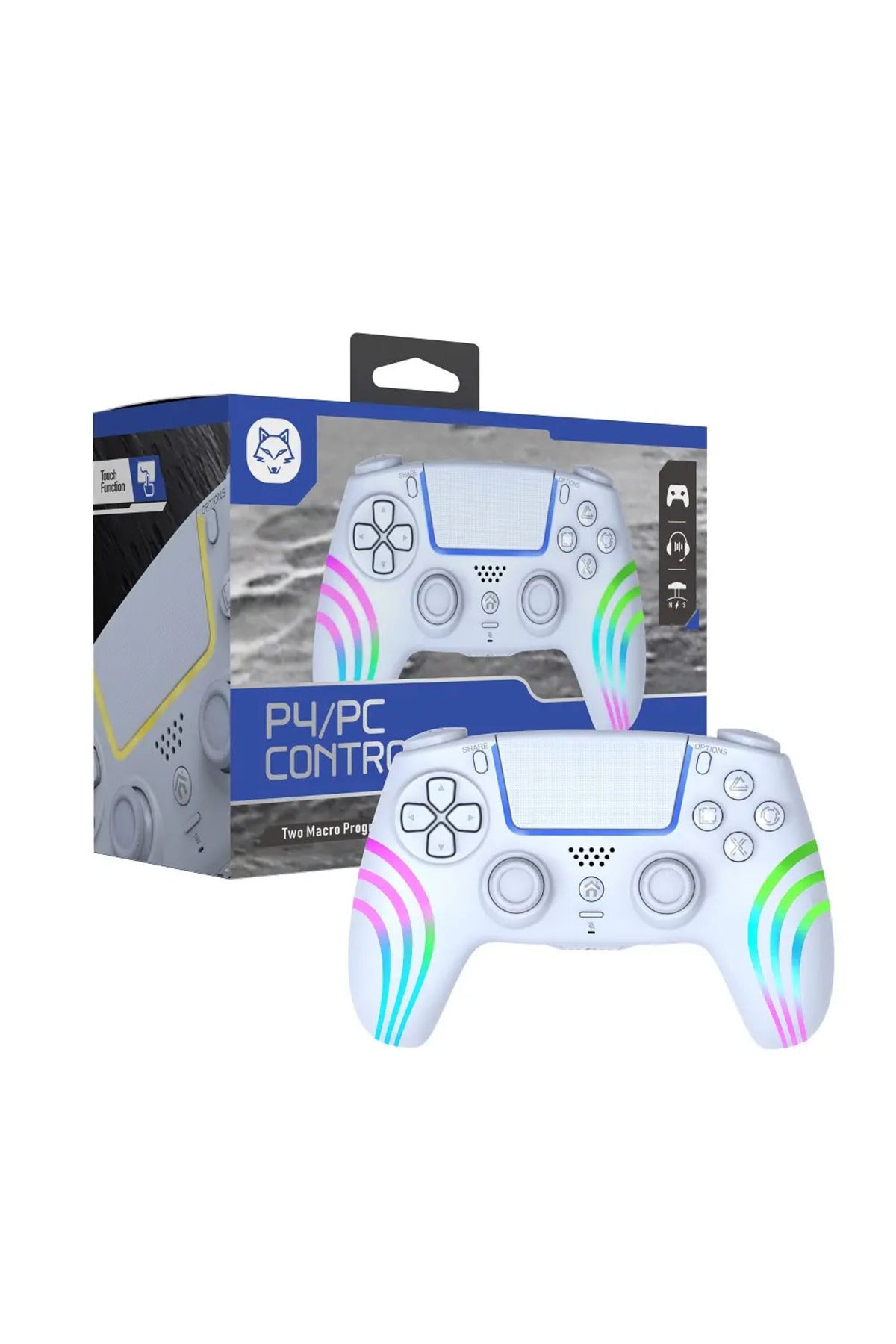 Playstation 4 Ve Pc İçin Rgb Led Kablosuz Kontrol Cihazı Beyaz