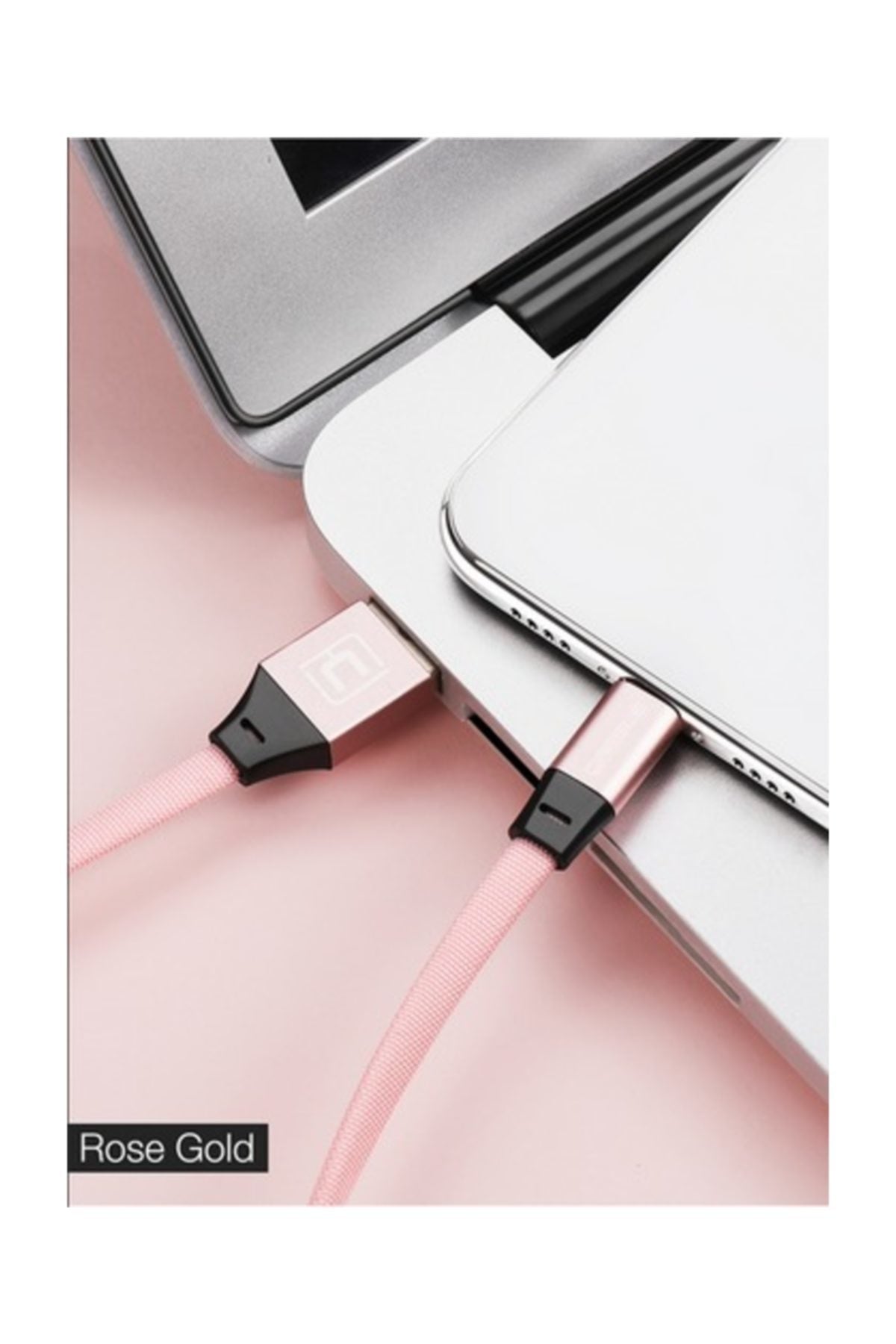 Type-c Flat Fiber Örgülü 2.4a Şarj Ve Data Kablosu-rose Gold