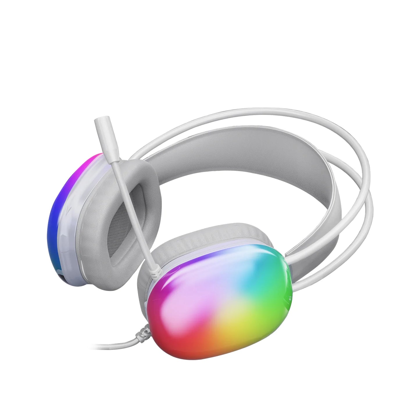 Lecoo HT409 USB Kablolu RGB LED Aydınlatmalı Mikrofonlu Kulak Üstü Gaming Kulaklık Beyaz