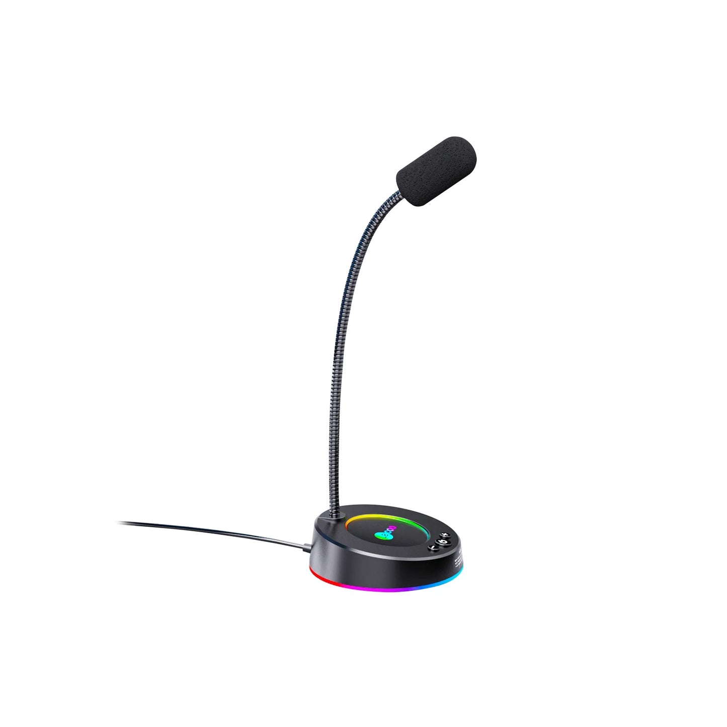 Lecoo MC01S USB Kablolu RGB Aydınlatmalı Multimedya 360° Bükülebilir Masaüstü Mikrofon Siyah