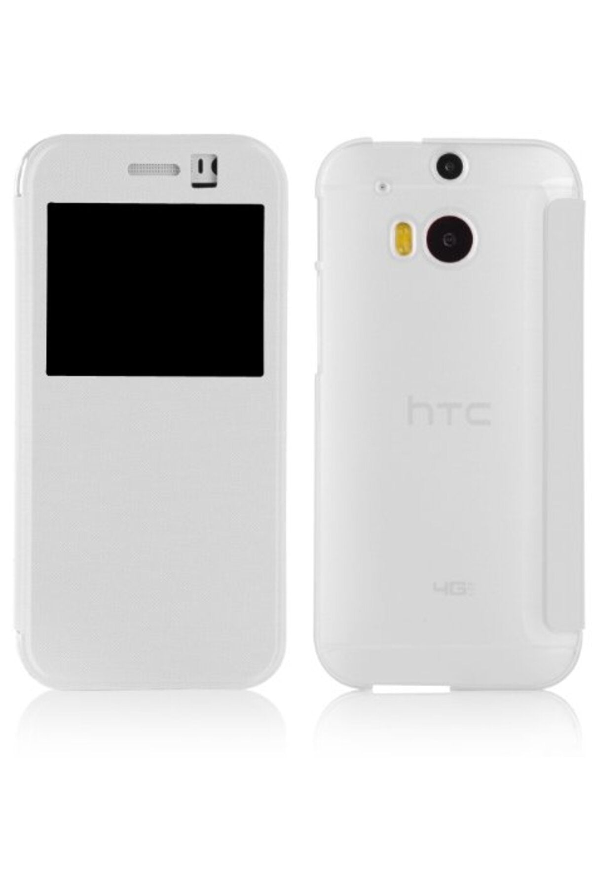Htc One M8 Pencereli Ve Uyku Modlu Flip Cover - Beyaz