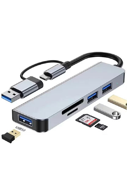 USB C Hub 5 in 1 Alüminyum Type-C Hub Multiport Adaptör SD TF Kart Okuyucu 5 Port Type C Dönüştürücü