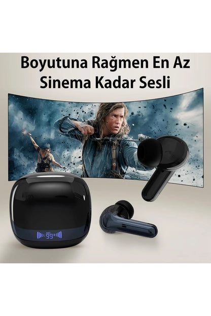 Dijital LED Ekranlı ANC/ENC Çift Gürültü Engellemeli Bluetooth 5.4 Kulak İçi Kulaklık - BTWX