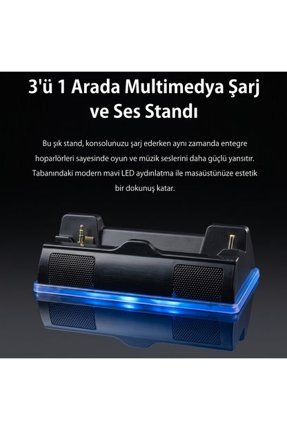 PSP 3000/2000 Uyumlu 3in1 Mavi Led Işık Hoparlörlü Şarj Standı - WT-P32