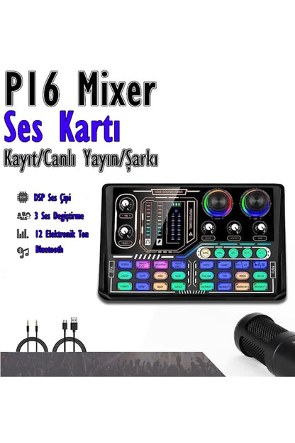 P16 RGB Profesyonel Stüdyo Mikrofon Mikser
