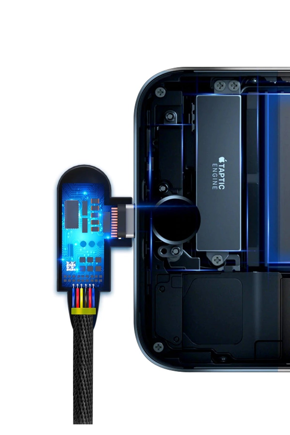 Apple Uyumlu iPhone Lightning 90 Derece Led Işık Gamer Şarj Ve Data Kablo