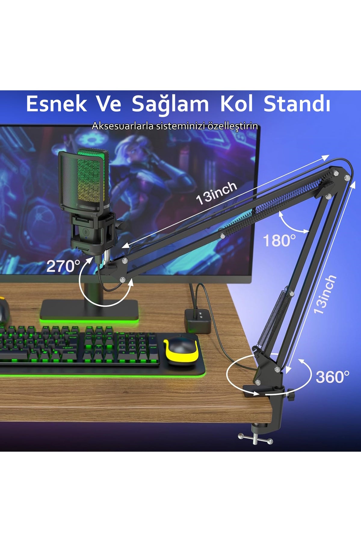 A68S RGB USB Profesyonel Mikrofon