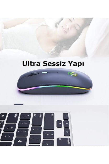 1600dpi Rgb Işıklı Şarjlı Oyuncu Gamer Kablosuz Mouse Fare