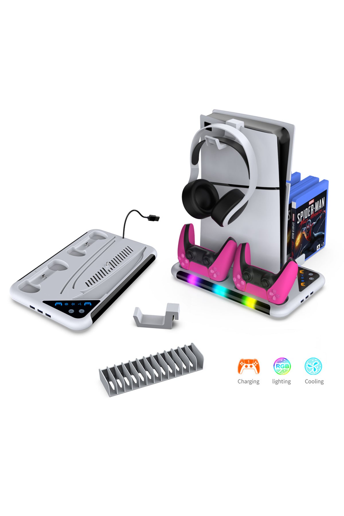 Tp5-3557 Ps5 Slim Ve Tüm Modeller İçin Multi Fonksiyon Soğutma Ve Şarj Ünitesi Uyumlu Siyah