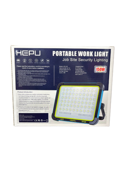 HP-L35 150W Solar Şarjlı Taşınabilir LED Çalışma Lambası |336 LED | IP66 Su Geçirmez | USB Şarj
