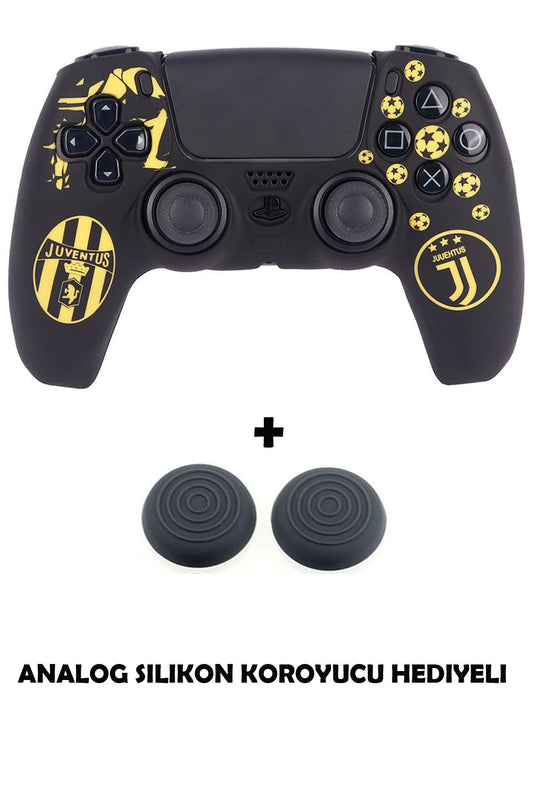 Ps5 Dualsense Futbol Takımı Temalı Koruyucu Silikon Kılıf + Analog Silikon Koruyucu Juventus