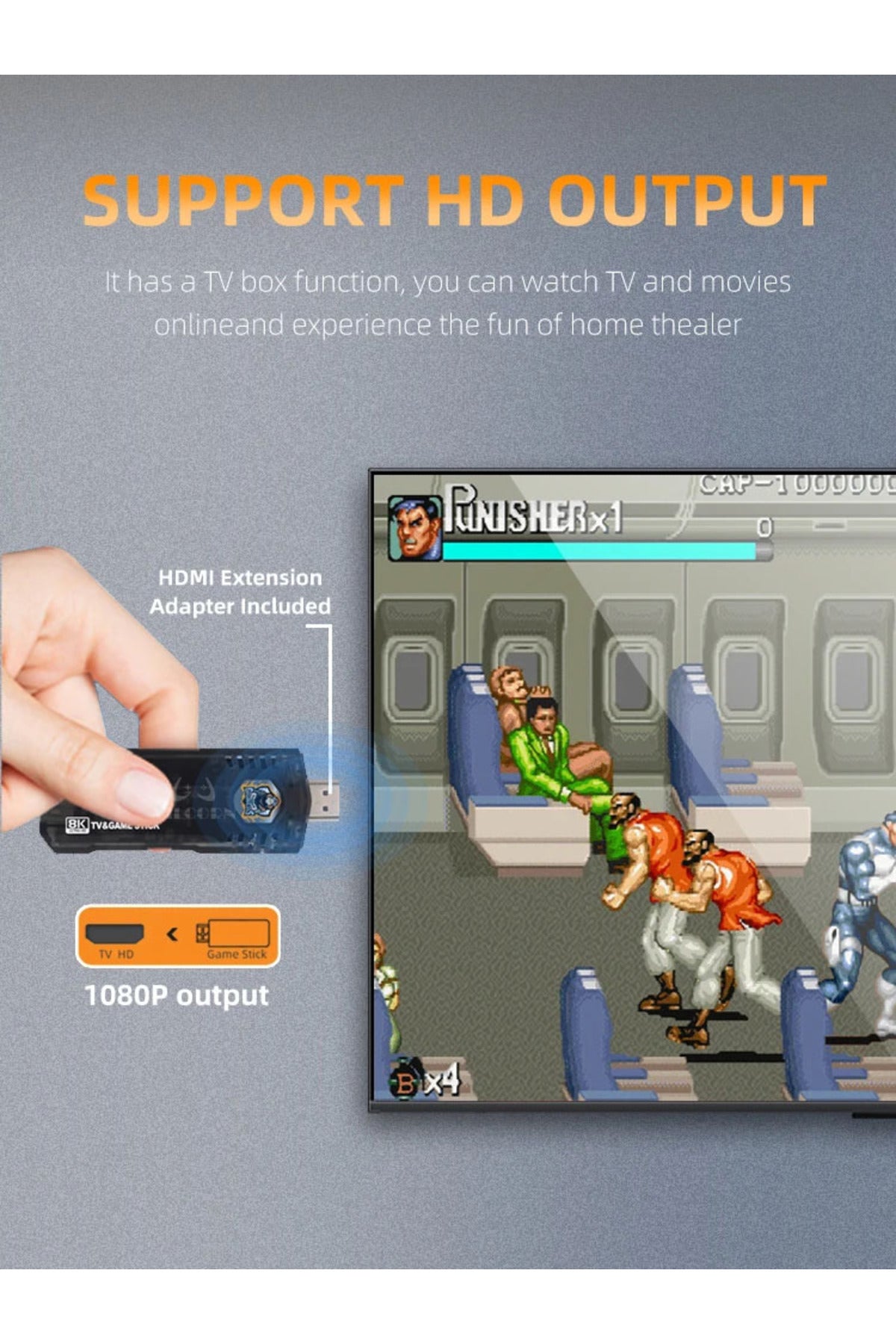 X8 Hdmı 4k Stick 64gb 10.000 Oyunlu Android Retro Tv Oyun Konsolu