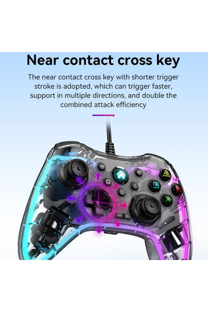 Işıklı Pc Android Telefon Tablet Ps4 Switch Uyumlu Kablolu Gamepad