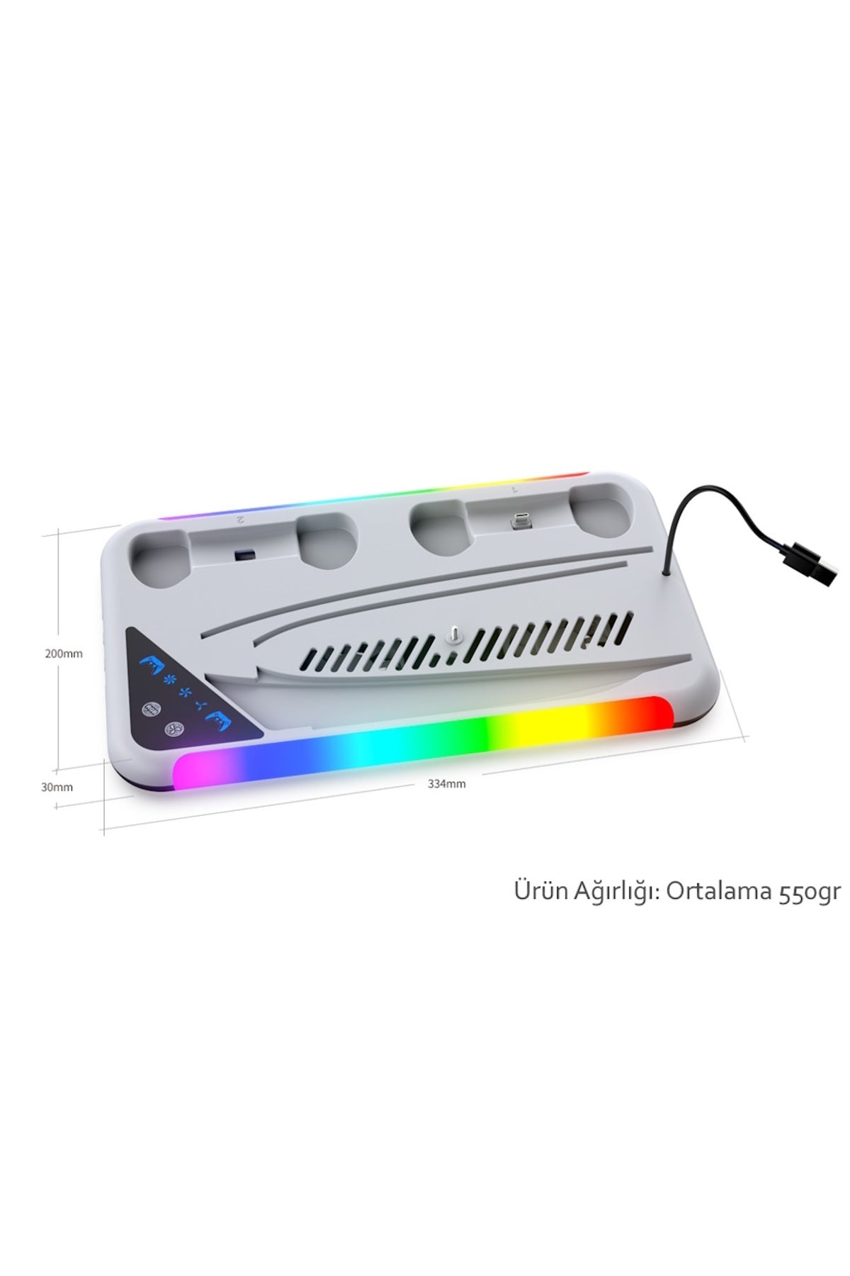 TP5-3557D Beyaz P5/P5 Pro/P5 Slim RGB Şarj İstasyonlu Soğutucu Fan