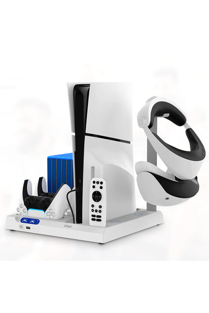 İpega Ps5 Slim Dijital/ps5 Slim Disk Multifonksiyonel Şarjlı,soğutucu Fanlı,vr Standlı Cd Raf Stand