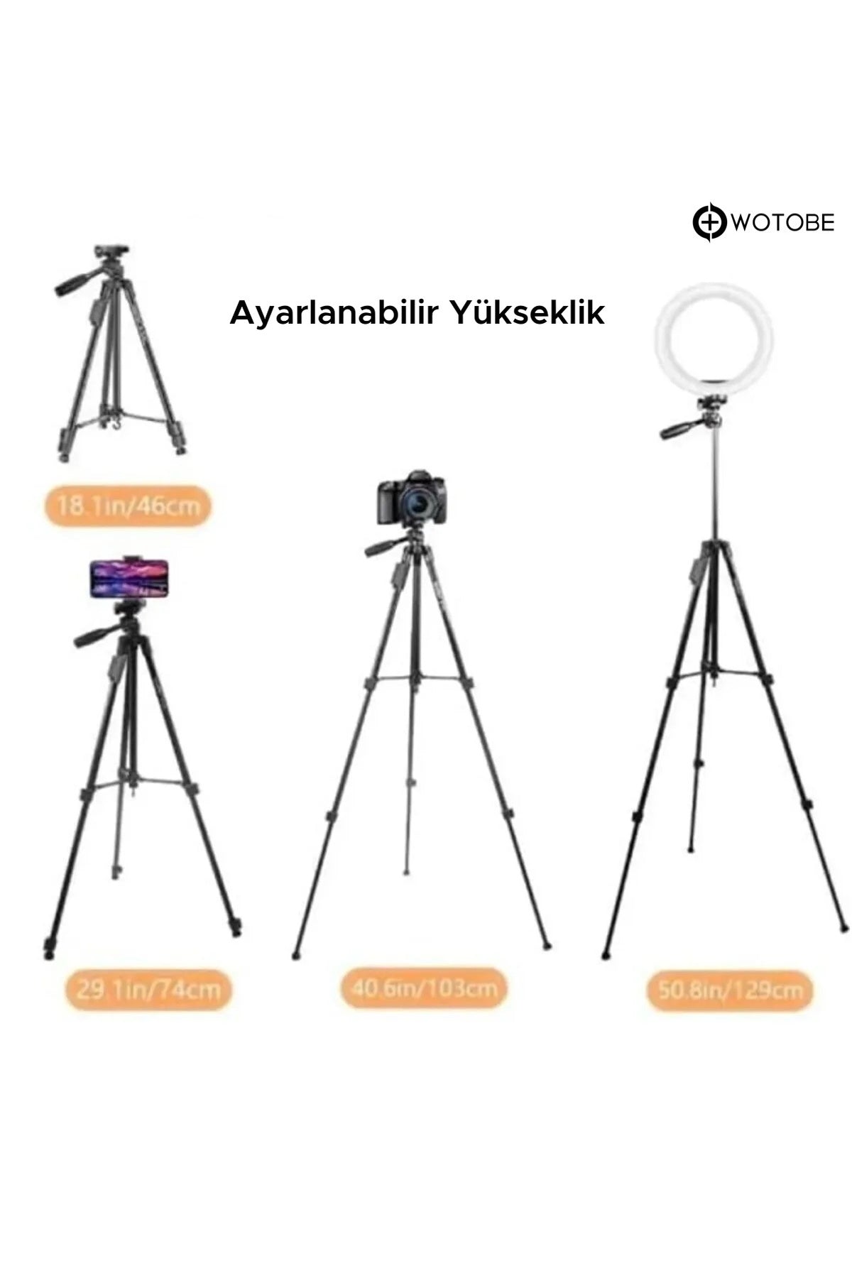 360 Derece Ayarlanabilir 1.36 Metre Kumandalı Telefon Kamera Uyumlu Sabitleyici Tripod