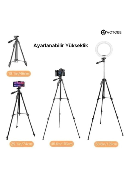 360 Derece Ayarlanabilir 1.36 Metre Kumandalı Telefon Kamera Uyumlu Sabitleyici Tripod
