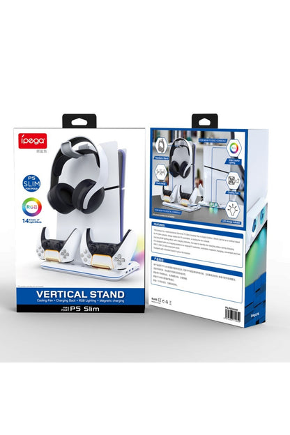 İpega P5S020W PS5 Slim Disk/PS5 Slim Dijital Uyumlu RGB Soğutucu Fanlı Stand