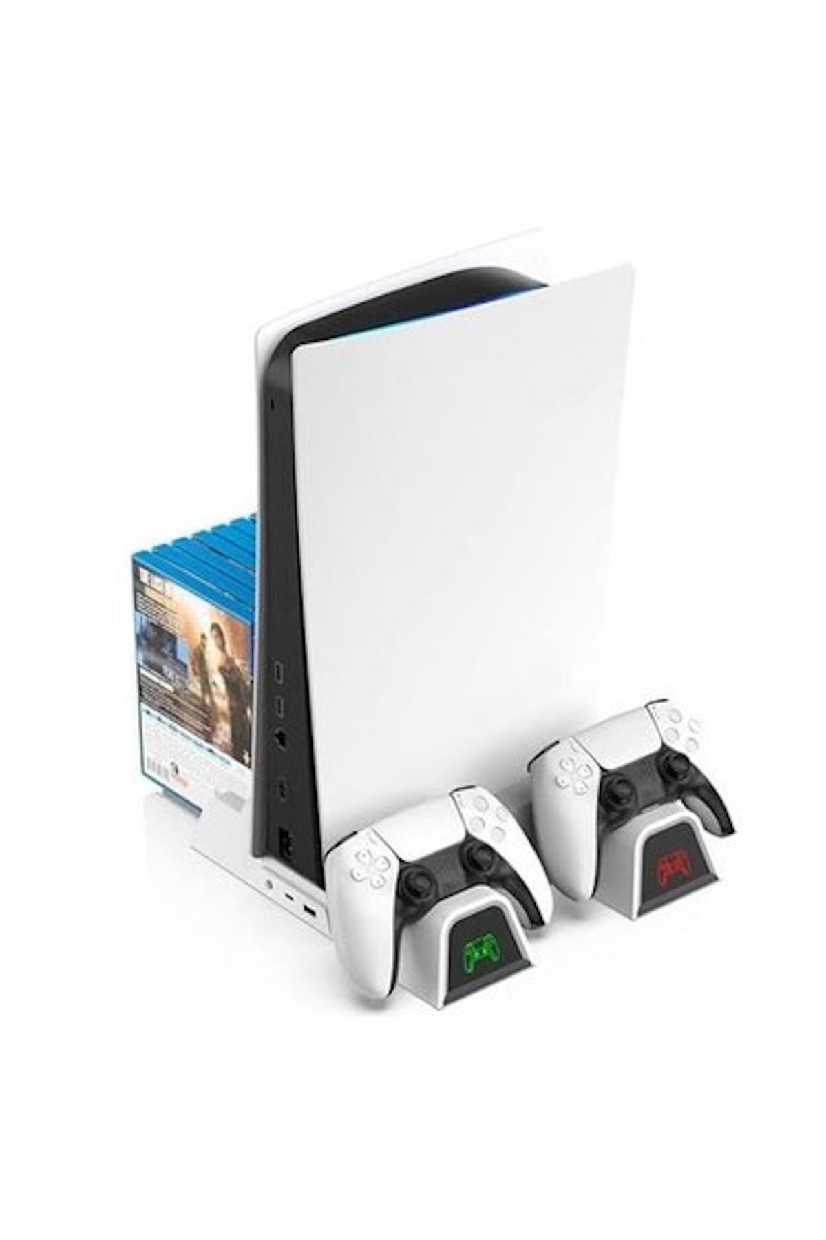 PS5/PS5 Pro/PS5 Slim Uyumlu LED Işıklı Soğutucu Fanlı Şarj İstasyonu - 1511PR