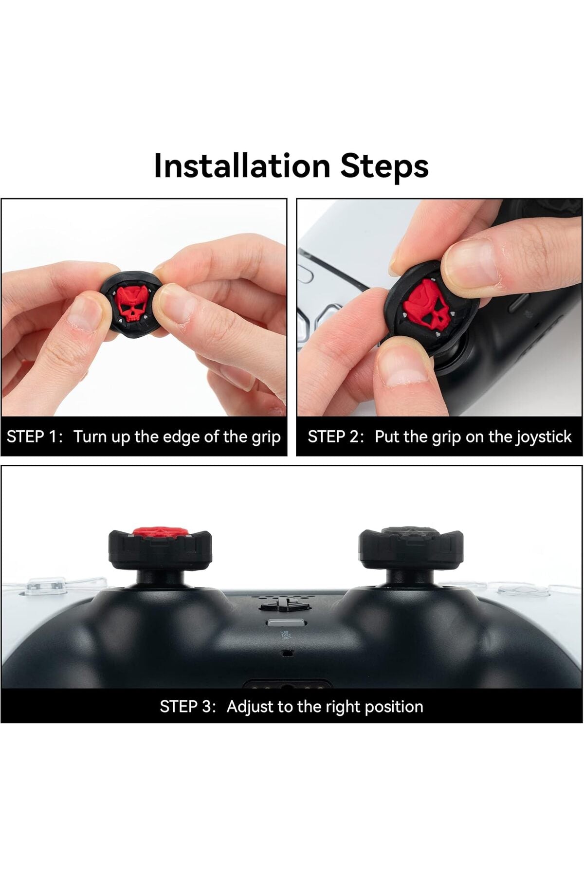 3d Skull Ps5/ps4/ps3/xbox One/one X/one S/series X/series S 3d Analog Silikon Koruyucu -4 Adet Siyah-2