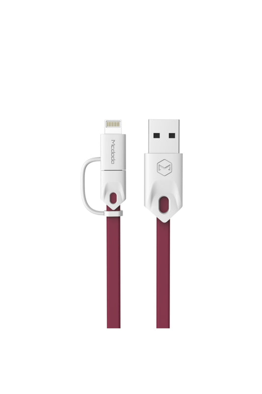 Apple Uyumlu iPhone Lightning Micro Usb Akıllı Şarj Data Kablosu Kırmızı
