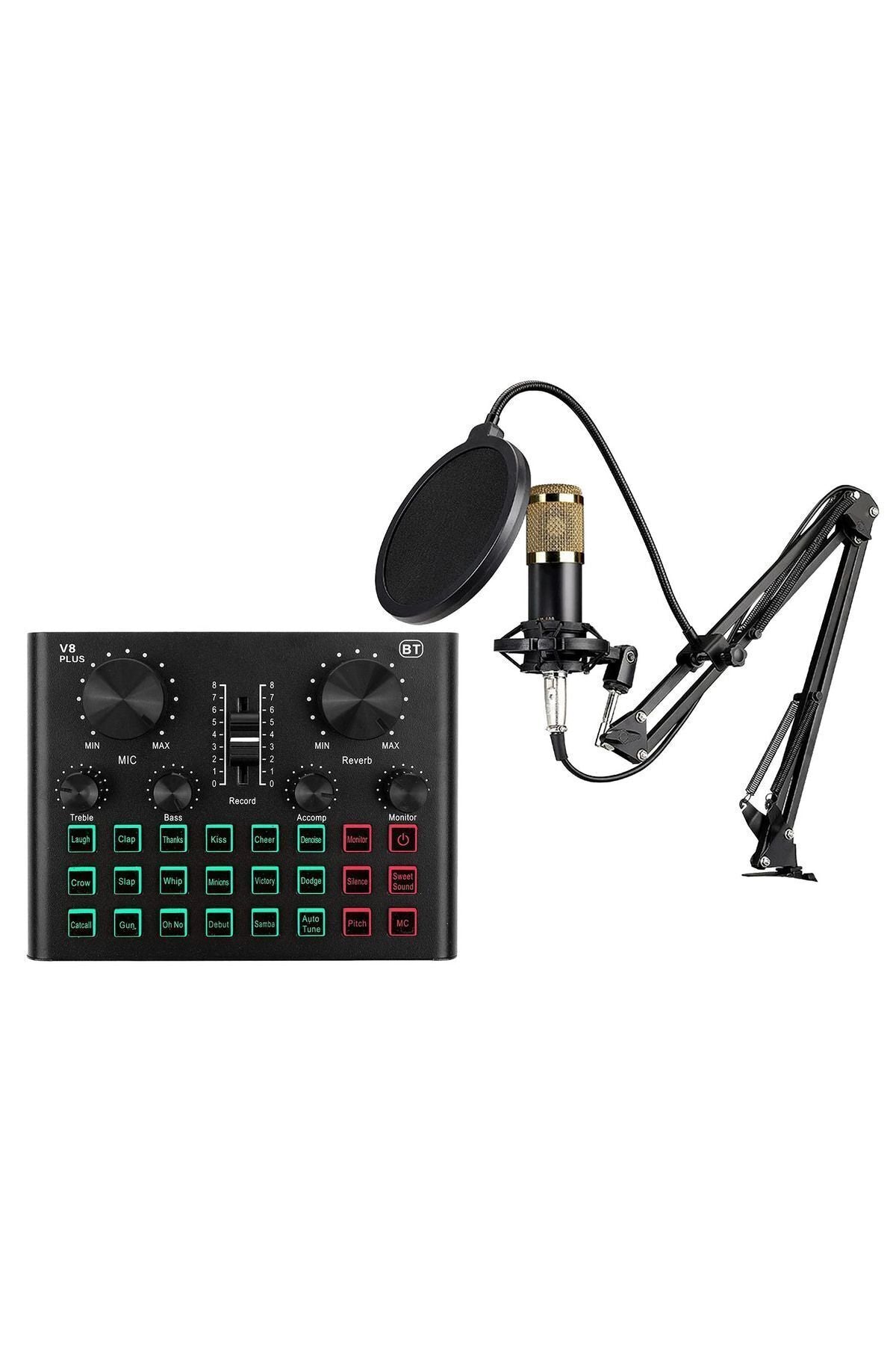 Bm600 Filtreli Condenser Mikrofon V8 Plus Ses Kartı Ve Standlı Set