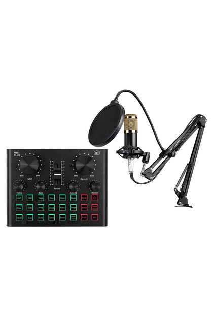 Bm600 Filtreli Condenser Mikrofon V8 Plus Ses Kartı Ve Standlı Set