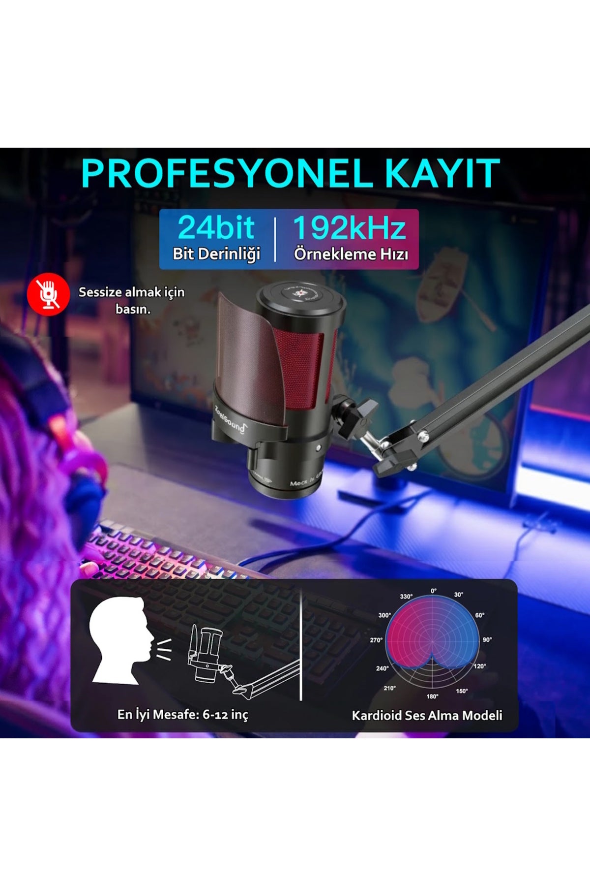 KM8S USB Condenser Gamer Mikrofon