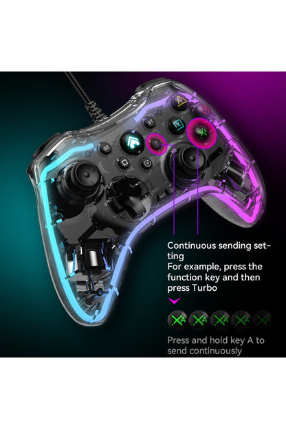 Işıklı Pc Android Telefon Tablet Ps4 Switch Uyumlu Kablolu Gamepad