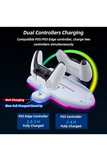 Ps5 Slim Ve Ps5 Slim Dijital Uyumlu Rgb Işıklı Multi Fonksiyon Soğutma Ve Şarj Ünitesi