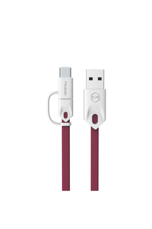 M-data 2in1 Type-c Micro Usb Şarj Data Kablosu Kırmızı