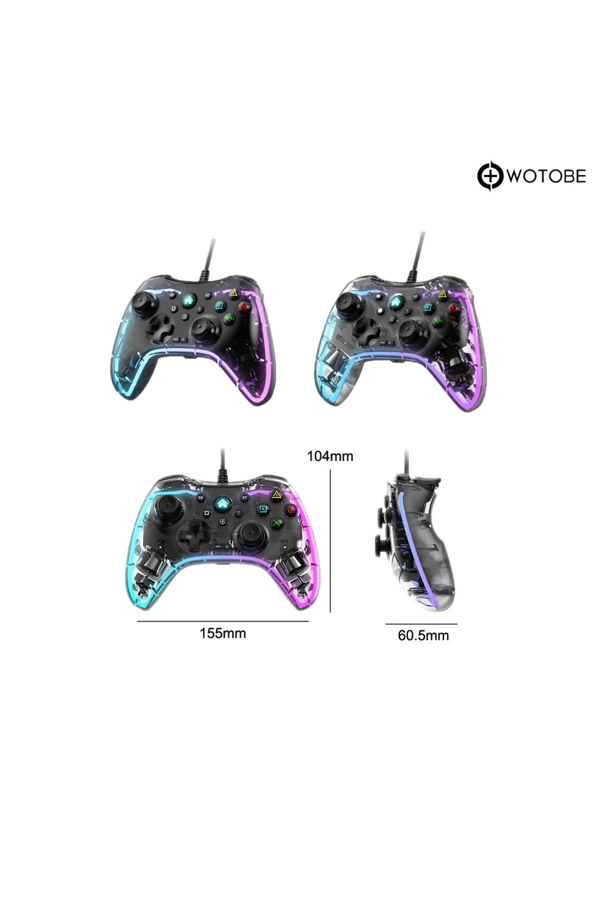 Işıklı Pc Android Telefon Tablet Ps4 Switch Uyumlu Kablolu Gamepad