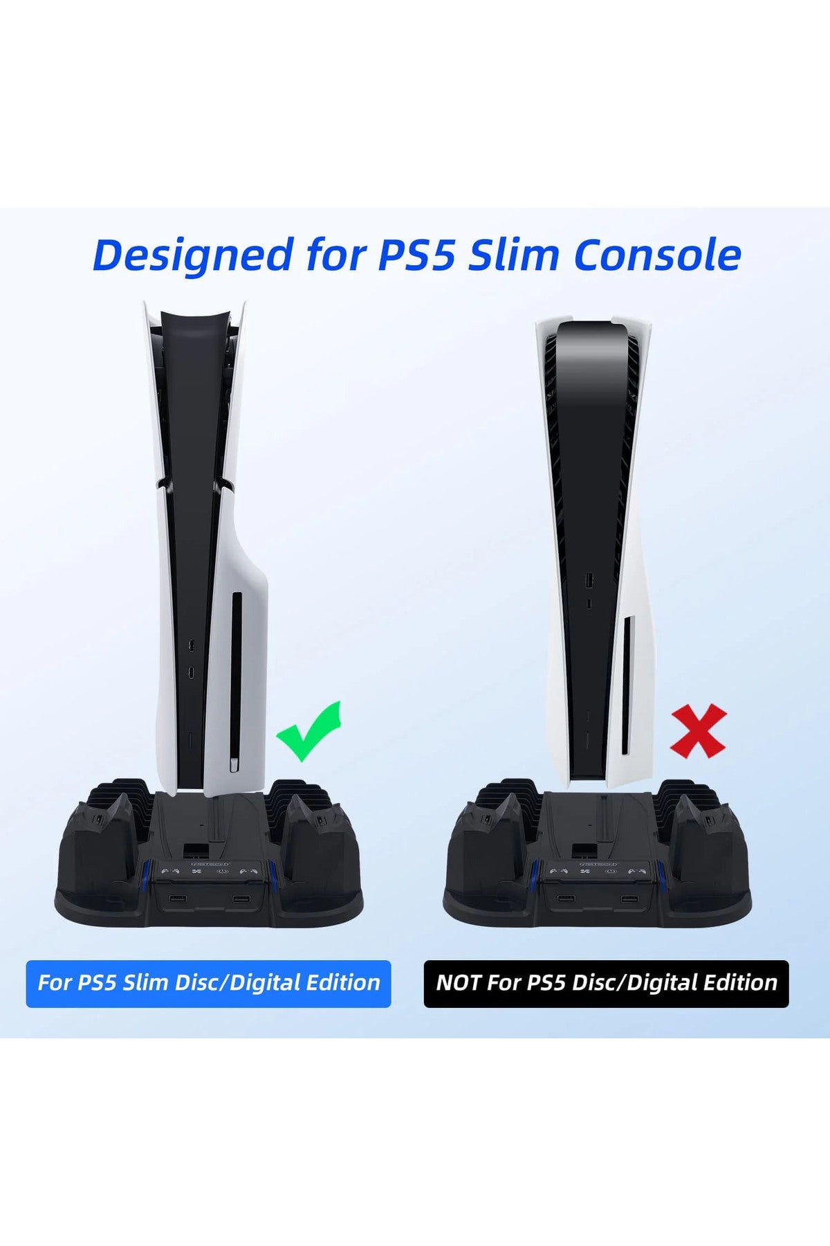 Pg-tech Gp-521 Ps5 Slim Disk/ps5 Slim Dijital Uyumlu Multifonksiyonel Soğutucu Fan Şarj Stand Siyah