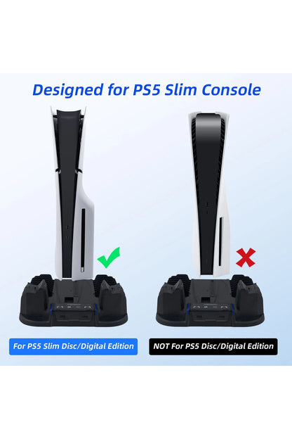 Pg-tech Gp-521 Ps5 Slim Disk/ps5 Slim Dijital Uyumlu Multifonksiyonel Soğutucu Fan Şarj Stand Siyah