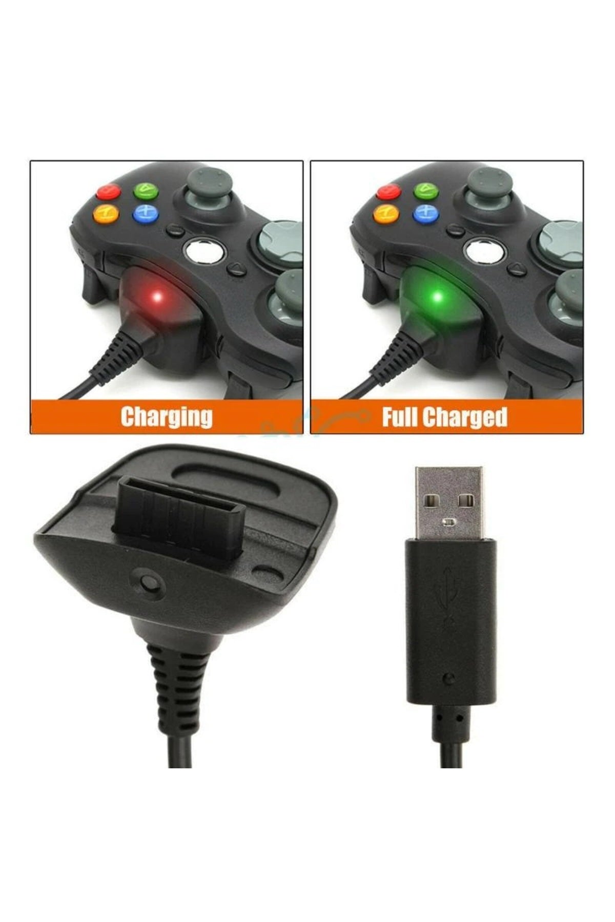 Xbox 360 Kontroller Için 4800 Mah Şarjlı Nı-mh Pil Ve Kablo Seti