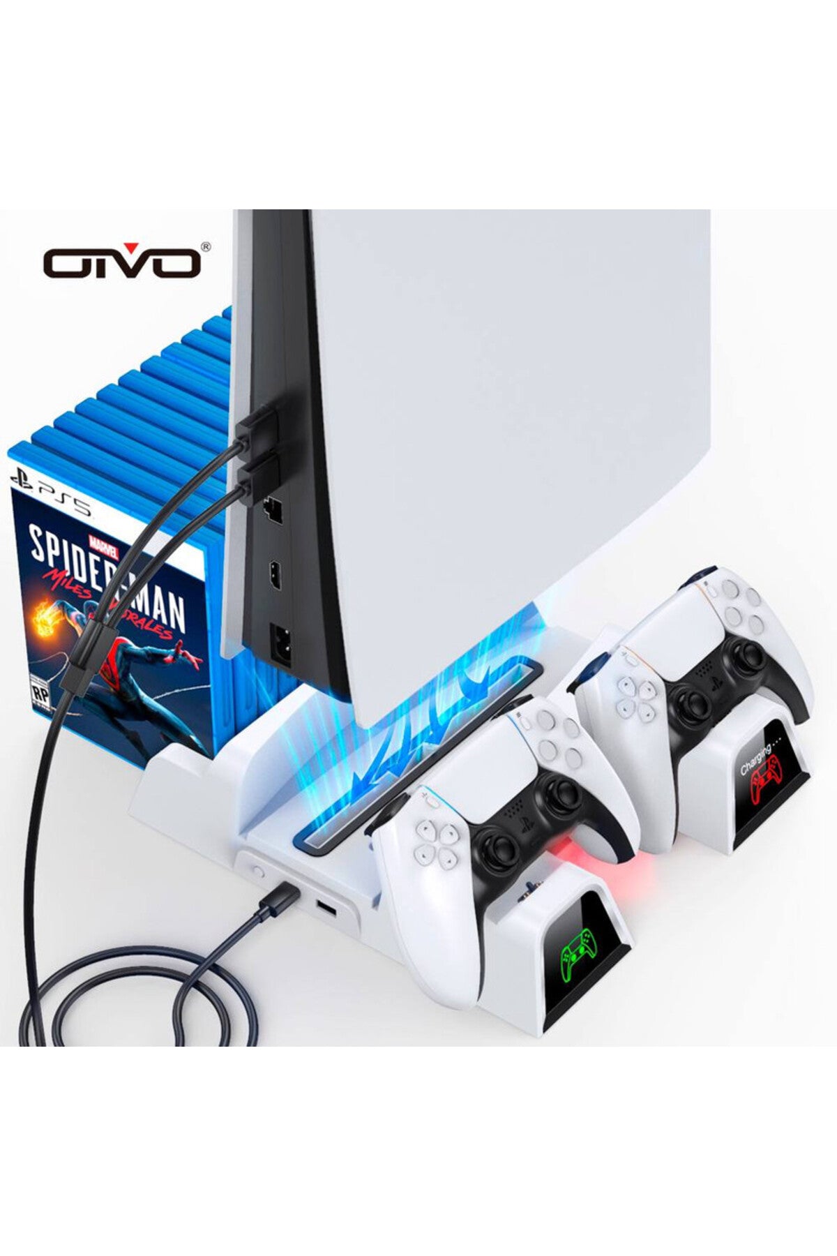 Iv-p5235 Multifonksiyonel Ps5 Disk/ps5 Dijital Uyumlu Led Göstergeli Şarj Stand Soğutucu Fan