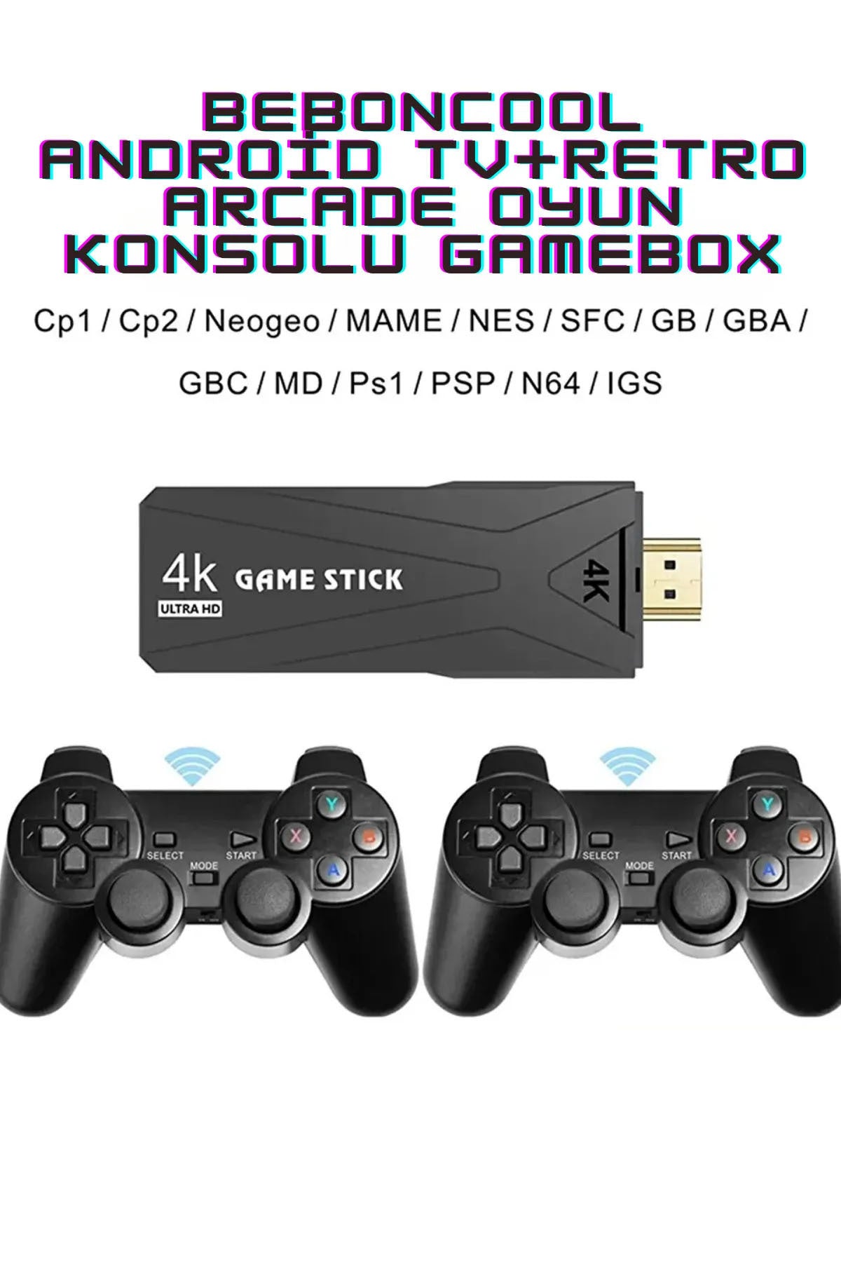 Gt-65 Youtube,netflix,google Android Tv Box 10000 Game Kablosuz Kol Retro Arcade Oyun Konsolu Siyah