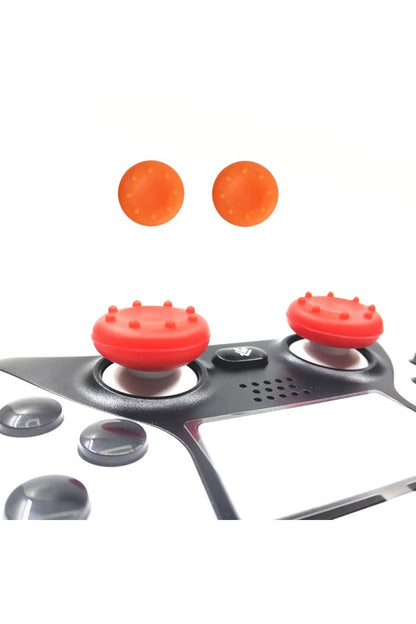 Desenli Sony Ps5/ps4/ps3 Analog Koruyucu Silikon Pad-step Model Kırmızı