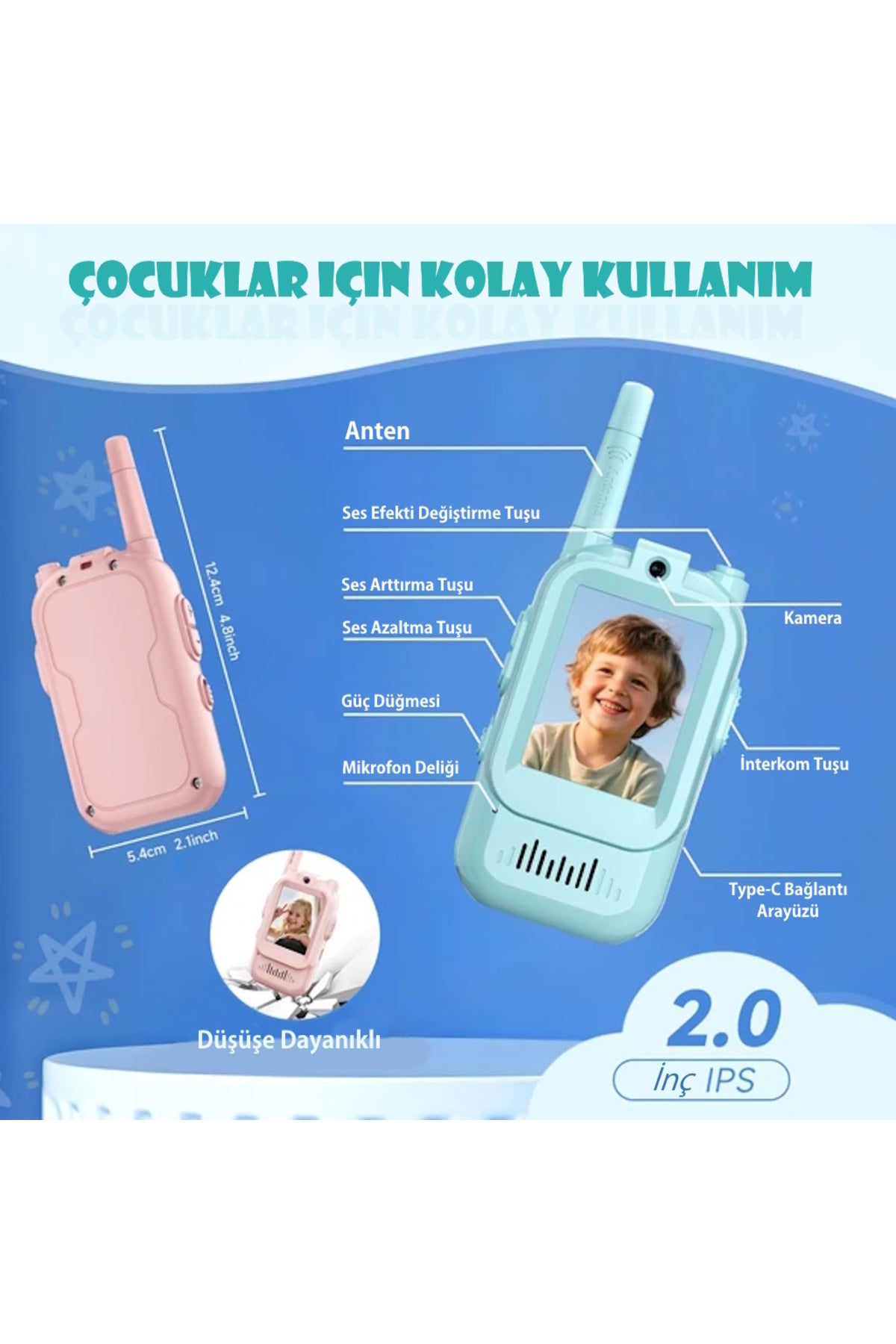 HD Görüntülü 4 Farklı Ses Efektli Çocuklar İçin Telsiz - HL02
