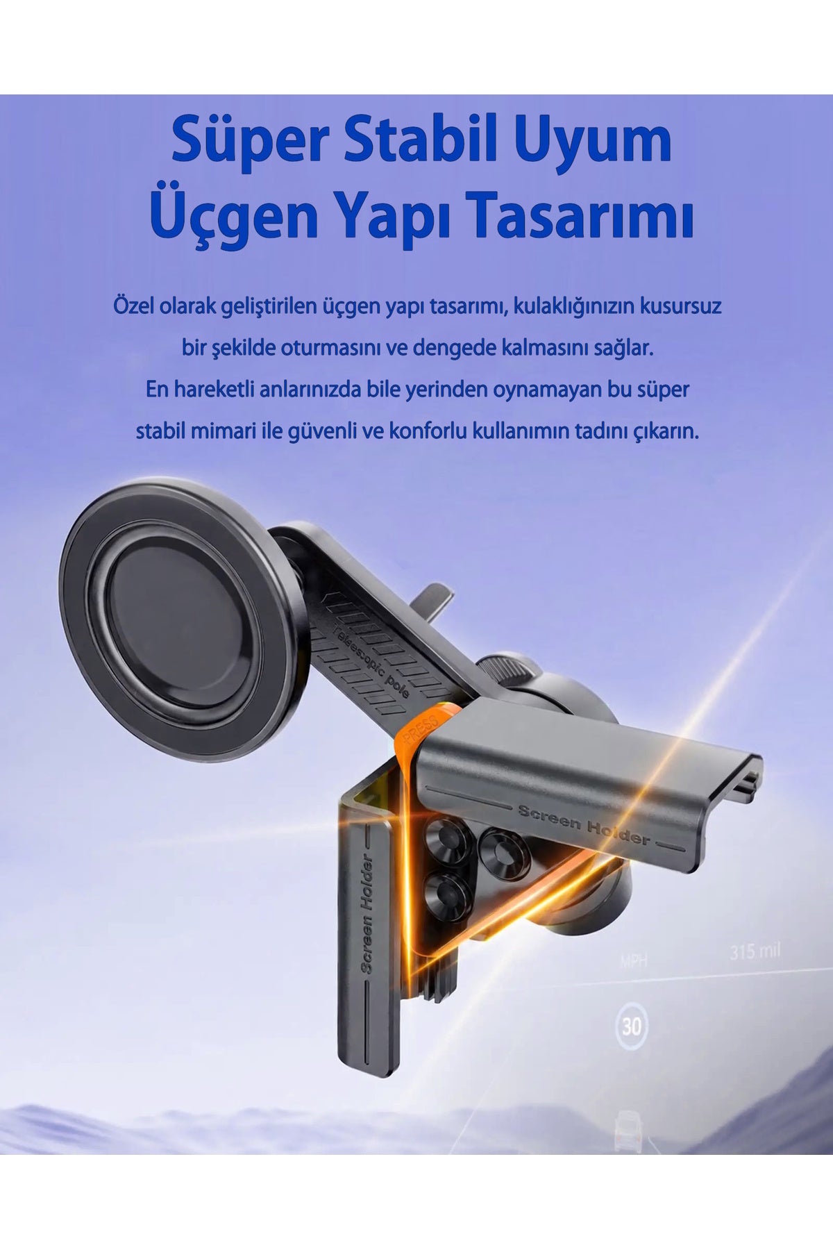 Teleskopik Manyetik Araç Ekranı & Monitör Telefon Tutucu - TC03